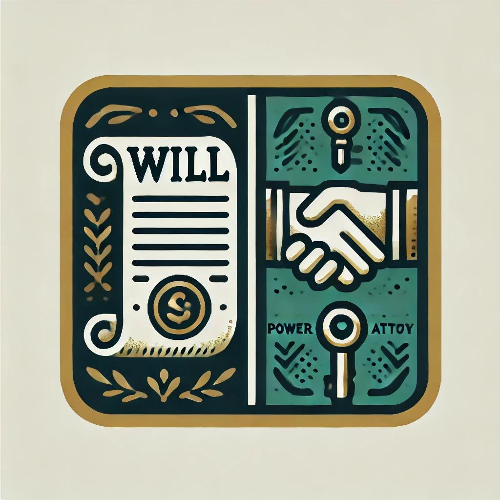 תמונה שבה לחיצת ידיים שכתוב מתחת ייפוי כוח מתמשך וליד זה צוואה