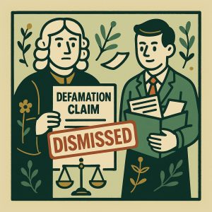 שופט מחזיק ביד כתב תביעה בלשון הרע, ודוחה אותה